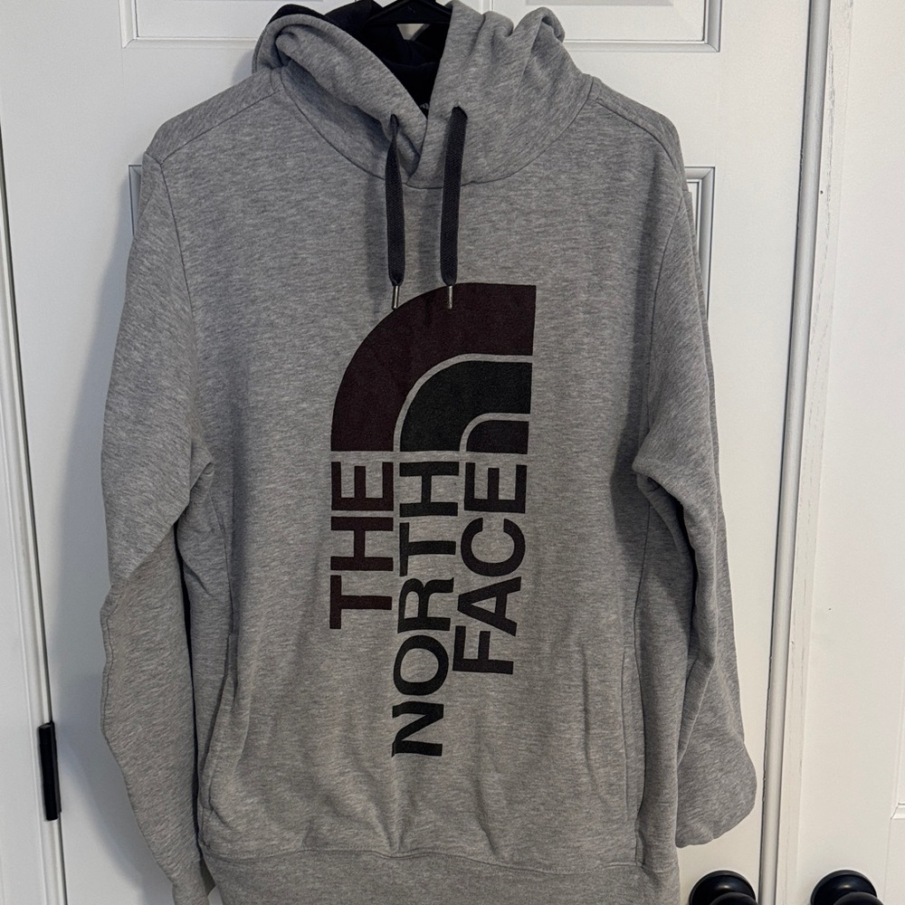 The North Face Light Gray Hoodie with Black & Dark Brown Logo